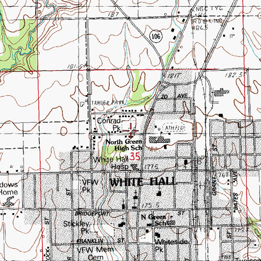 Topographic Map of White Hall Volunteer Fire Department, IL
