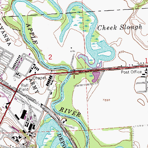 Topographic Map of Savanna Army Depot Activity Fire Station, IL