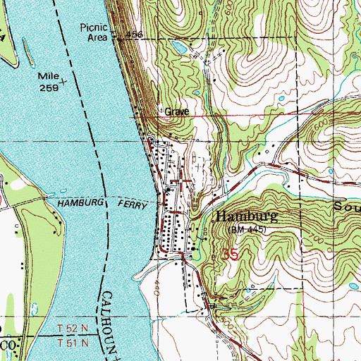 Topographic Map of North Calhoun Fire Protection District Station 2, IL