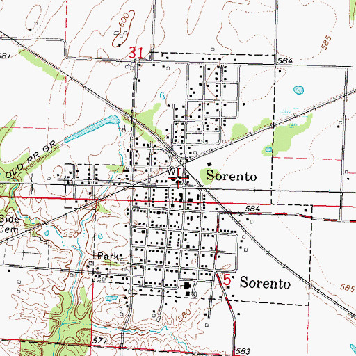 Topographic Map of Shoal Creek Fire Protection District Station 1, IL