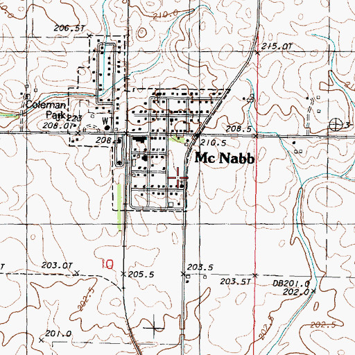 Topographic Map of McNabb Fire Protection District, IL