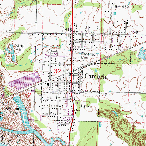 Topographic Map of Cambria Fire Department, IL