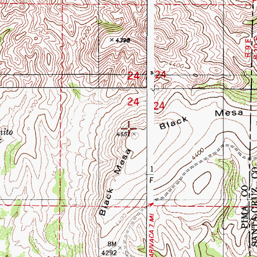 Topographic Map of Black Mesa, AZ