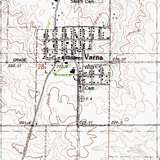 Topographic Map of Varna Fire Protection District, IL