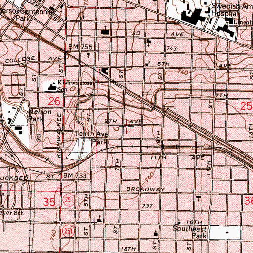 Topographic Map of Rockford Fire Department - Station 2, IL