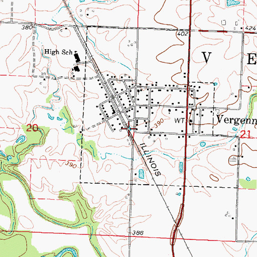 Topographic Map of Vergennes Fire Department, IL