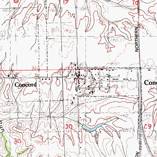 Topographic Map of Concord Volunteer Fire Department, IL