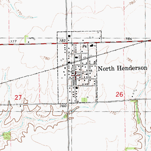 Topographic Map of North Henderson Fire Department, IL