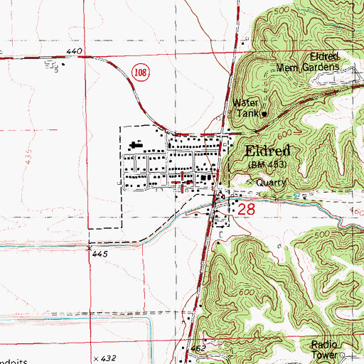 Topographic Map of Eldred Fire Department, IL
