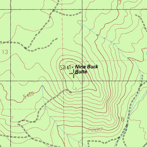 Topographic Map of Nine Buck Butte, CA