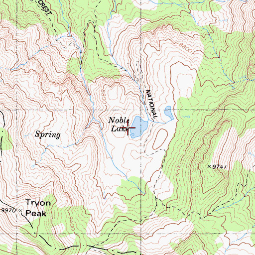 Topographic Map of Noble Lake, CA