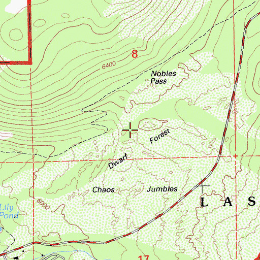 Topographic Map of Nobles Pass, CA