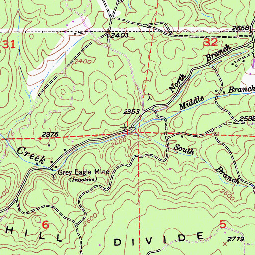 Topographic Map of North Branch Owl Creek, CA