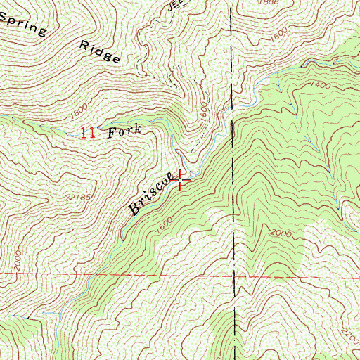 Topographic Map of North Fork Briscoe Creek, CA