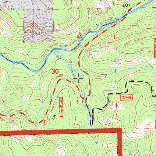 Topographic Map of North Fork Calf Creek, CA