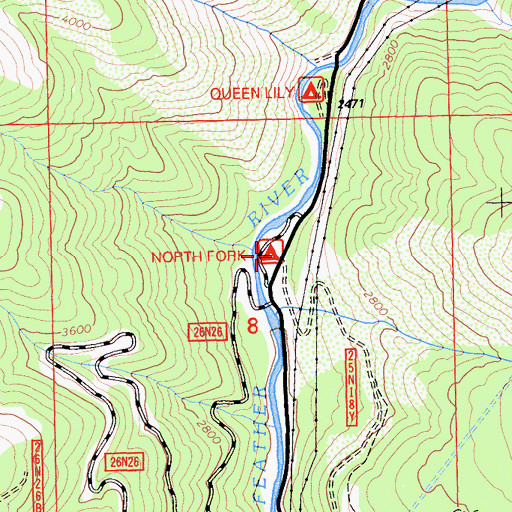 Topographic Map of North Fork Campground, CA