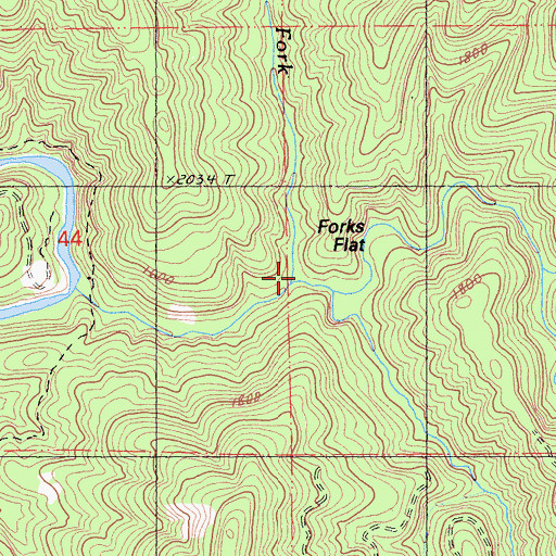 Topographic Map of North Fork Chatterdown Creek, CA