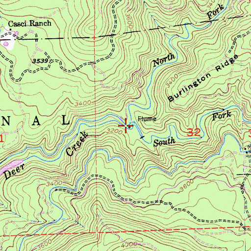 Topographic Map of North Fork Deer Creek, CA