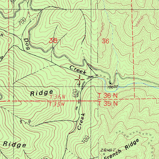 Topographic Map of North Fork Dog Creek, CA