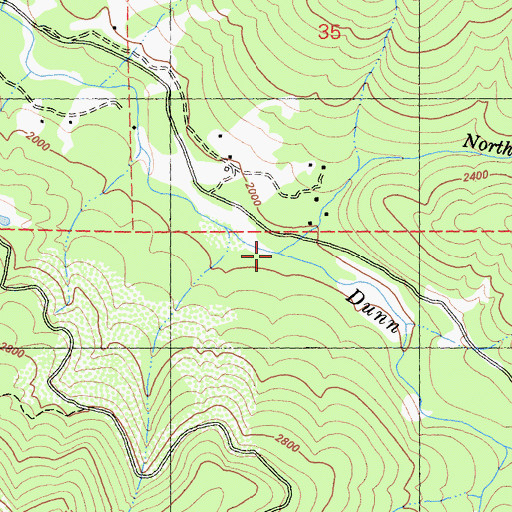 Topographic Map of North Fork Dunn Creek, CA