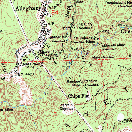 Topographic Map of North Fork Kanaka Creek, CA