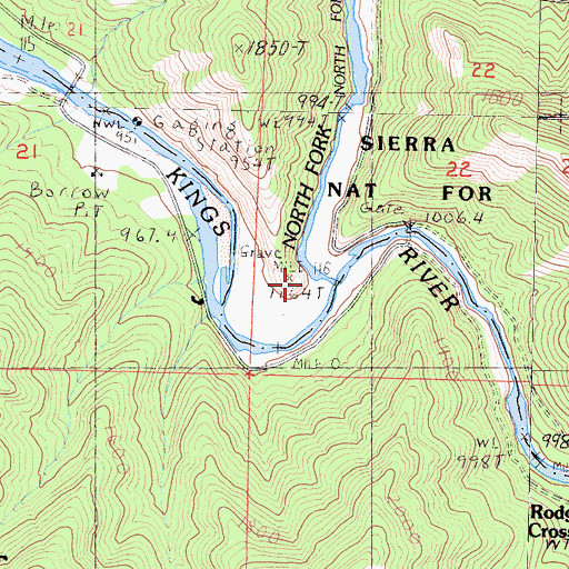 Topographic Map of North Fork Kings River, CA