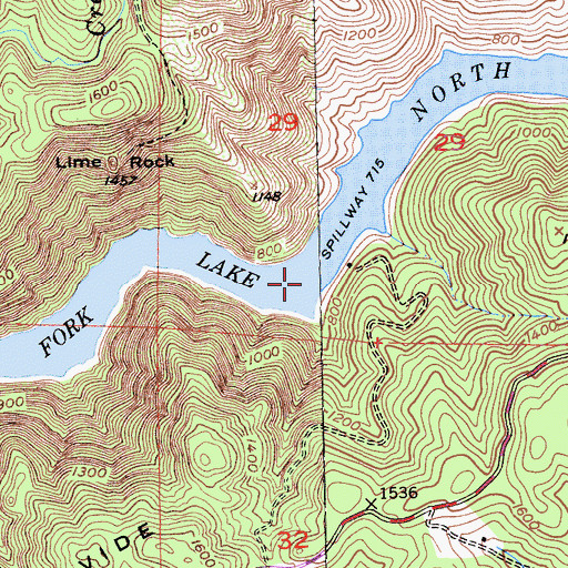 Topographic Map of North Fork Lake, CA