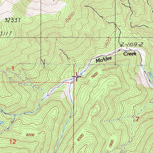 Topographic Map of North Fork McAfee Creek, CA
