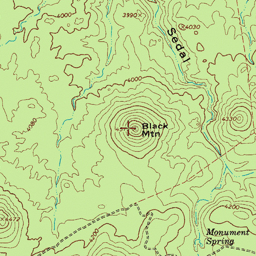 Topographic Map of Black Mountain, AZ