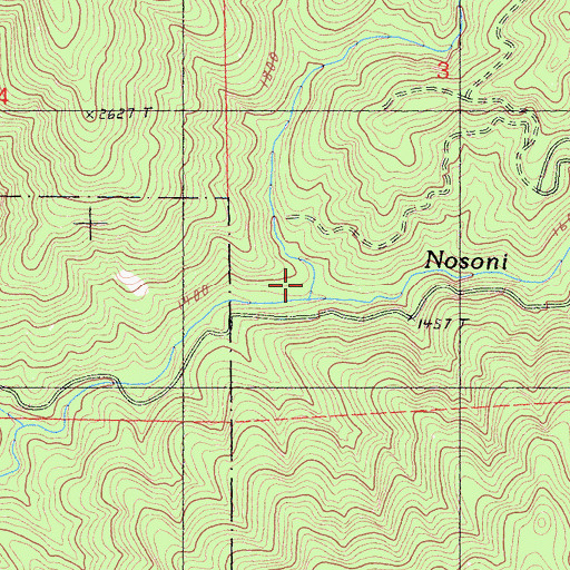 Topographic Map of North Fork Nosoni Creek, CA