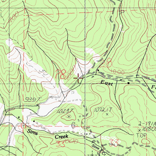 Topographic Map of North Fork East Fork Hayfork Creek, CA