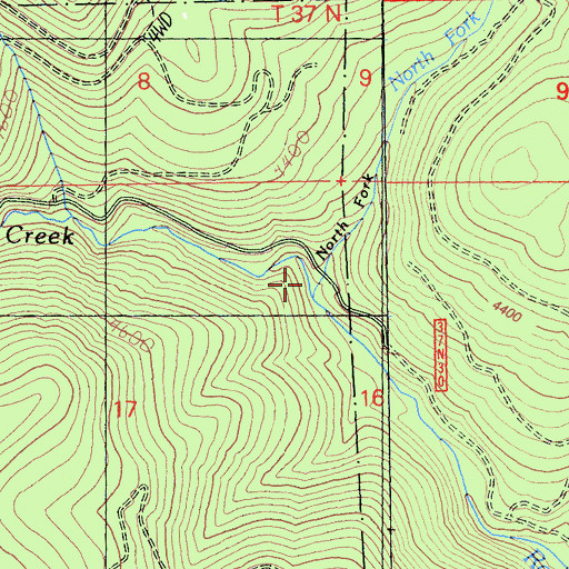 Topographic Map of North Fork Rock Creek, CA