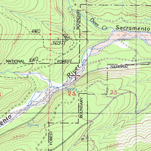 Topographic Map of North Fork Sacramento River, CA