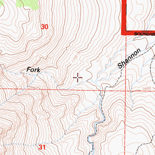 Topographic Map of North Fork Shannon Canyon, CA