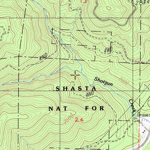 Topographic Map of North Fork Shotgun Creek, CA