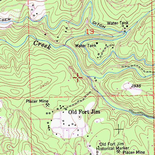 Topographic Map of North Fork Weber Creek, CA