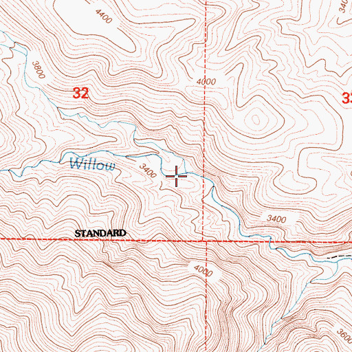 Topographic Map of North Fork Willow Creek, CA