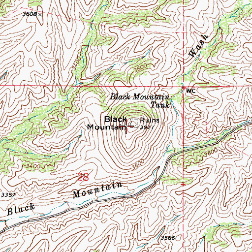 Topographic Map of Black Mountain, AZ