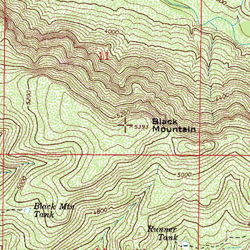 Topographic Map of Black Mountain, AZ