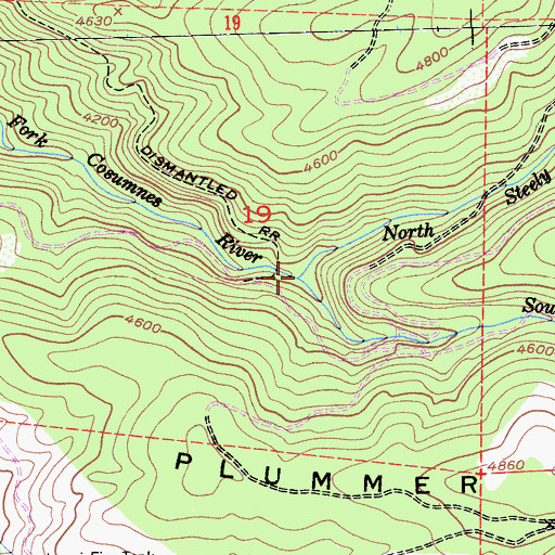 Topographic Map of North Steely Creek, CA
