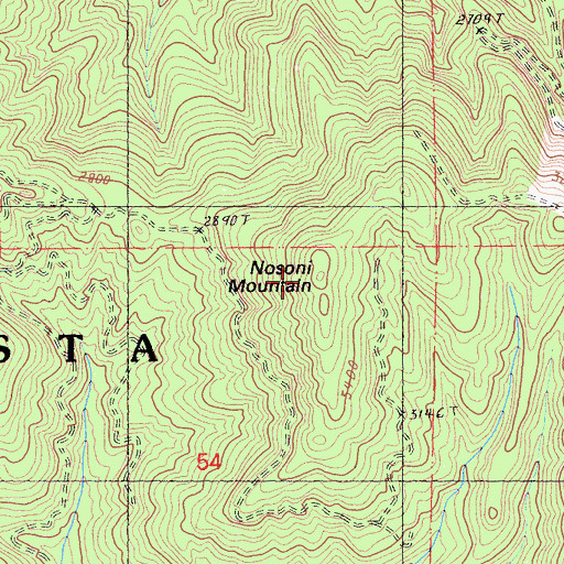 Topographic Map of Nosoni Mountain, CA