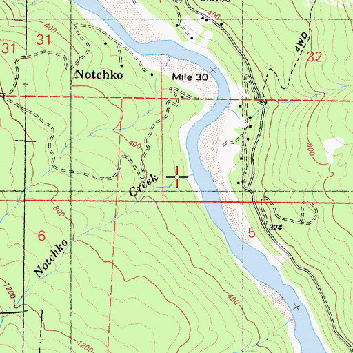 Topographic Map of Nacko Creek, CA