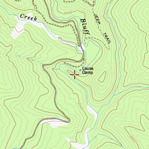 Topographic Map of Notice Creek, CA