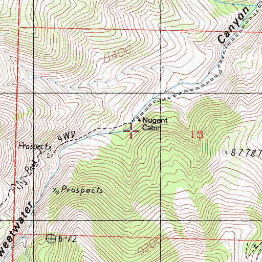 Topographic Map of Nugent Cabin, CA