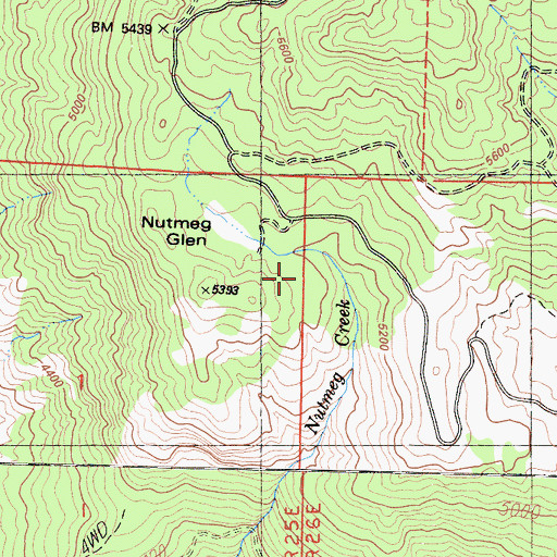 Topographic Map of Nutmeg Glen, CA