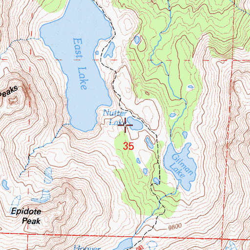 Topographic Map of Nutter Lake, CA