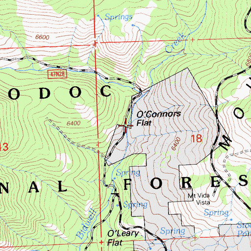 Topographic Map of O'Connors Flat, CA