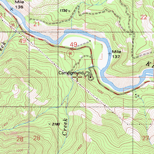 Topographic Map of O'Neil Creek Campground, CA