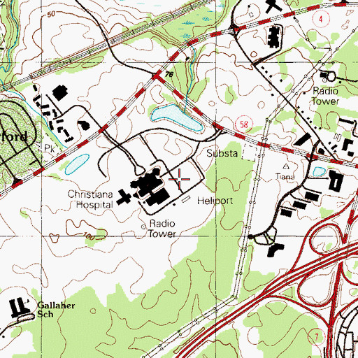 Topographic Map of Christiana Care LifeNet Ambulance, DE