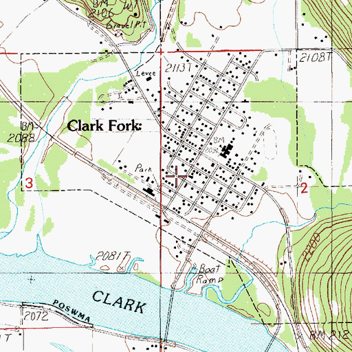 Topographic Map of Clark Fork Ambulance Service, ID